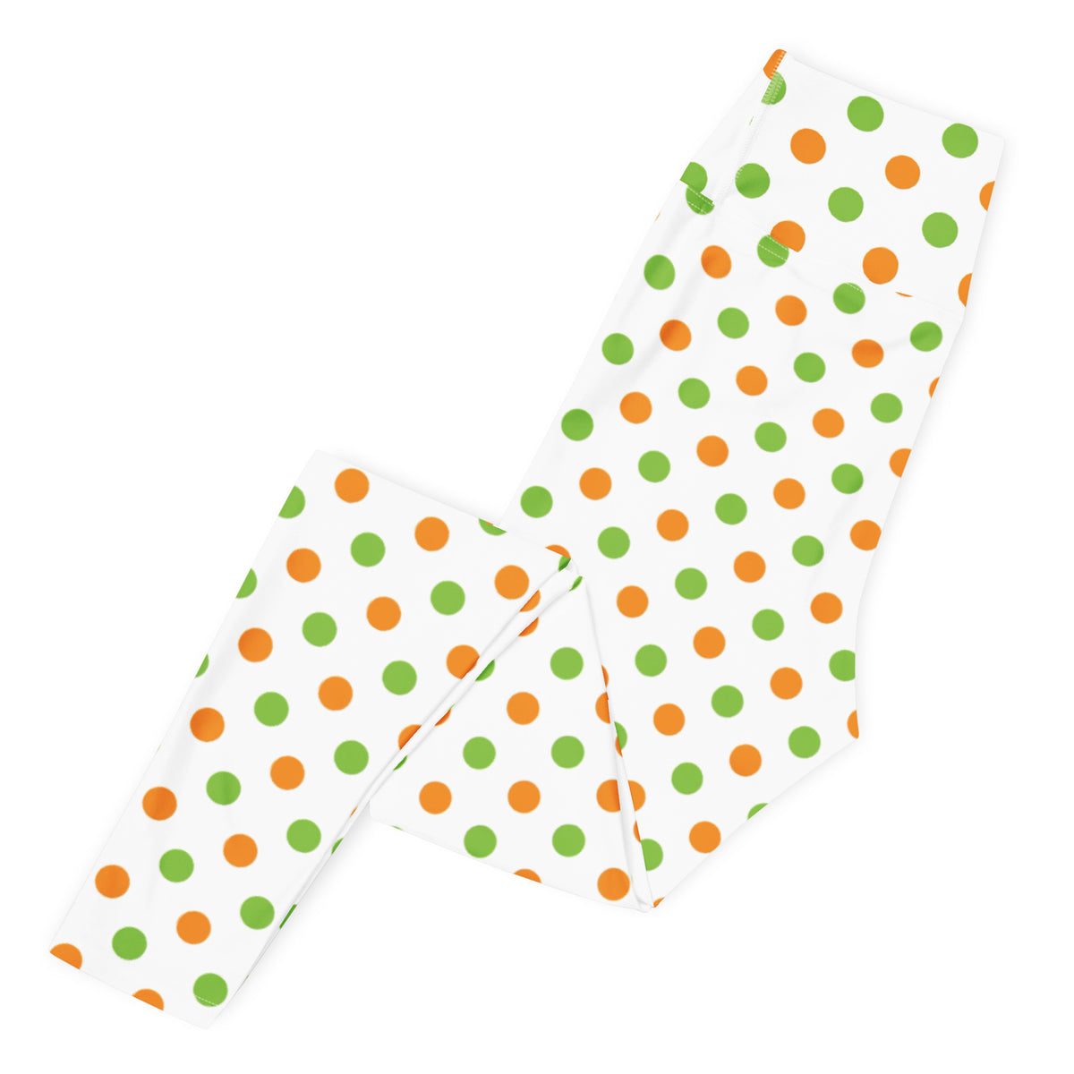 Women's Orange & Green Polka Dot Halloween Buttery Soft Yoga Leggings - Quick Drying, High Waisted Comfort