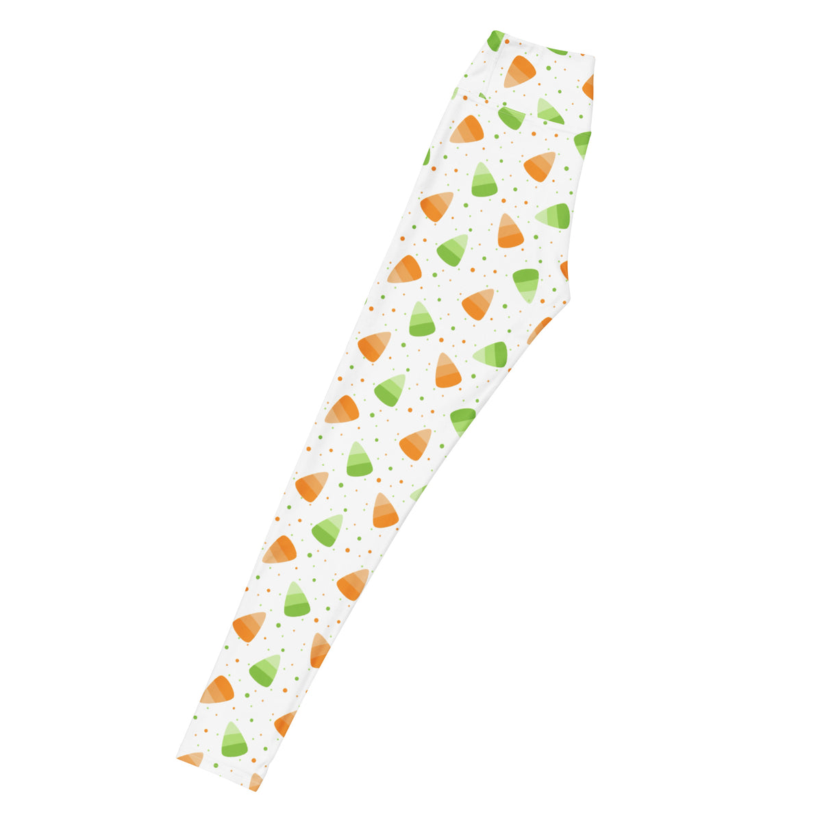 Women's Orange & Green Candy Corn Halloween Buttery Soft Yoga Leggings - Quick Drying, High Waisted Comfort