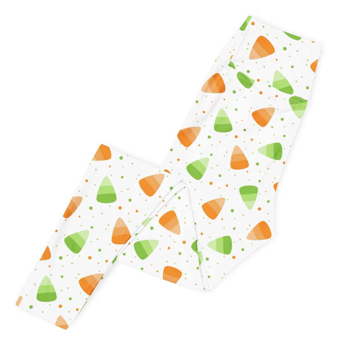 Women's Orange & Green Candy Corn Halloween Buttery Soft Yoga Leggings - Quick Drying, High Waisted Comfort