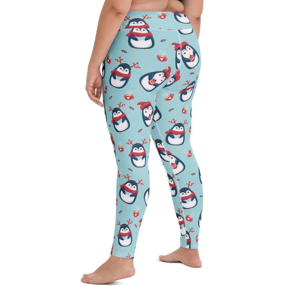 Women's Christmas Penguin Buttery Soft Yoga Leggings - Quick Drying, High Waisted Comfort