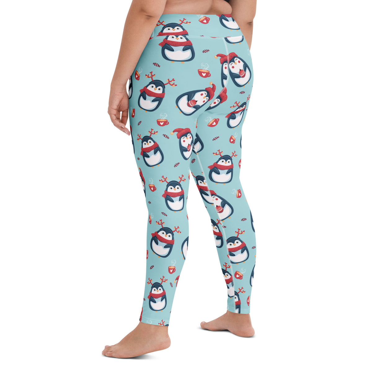 Women's Christmas Penguin Buttery Soft Yoga Leggings - Quick Drying, High Waisted Comfort