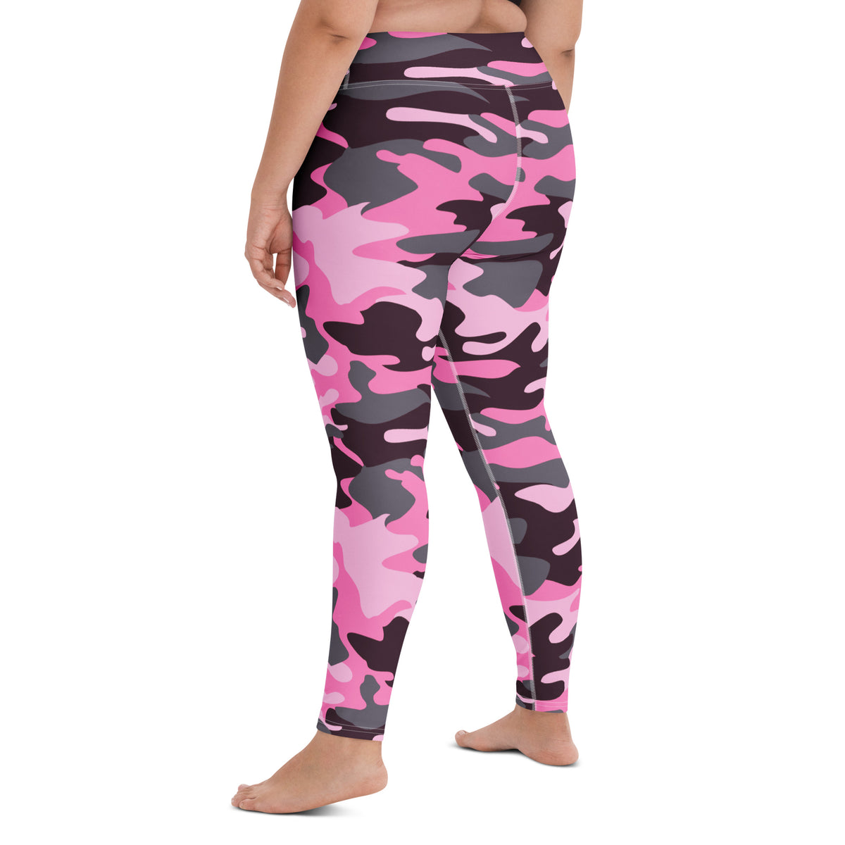 Women's Pink Camouflage Buttery Soft Yoga Leggings - Quick Drying, High Waisted Comfort