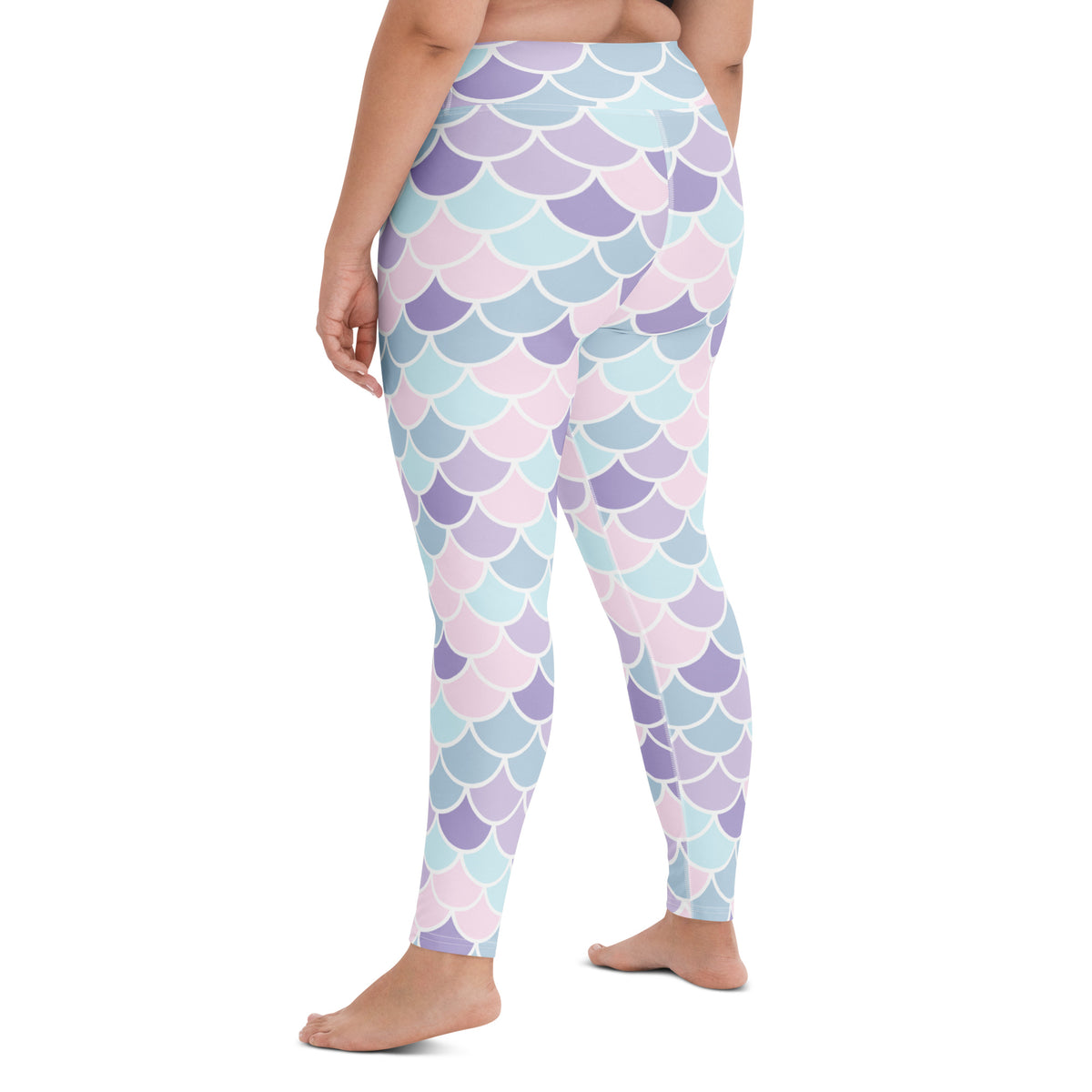 Women's Pastel Mermaid Scales Buttery Soft Yoga Leggings - Quick Drying, High Waisted Comfort
