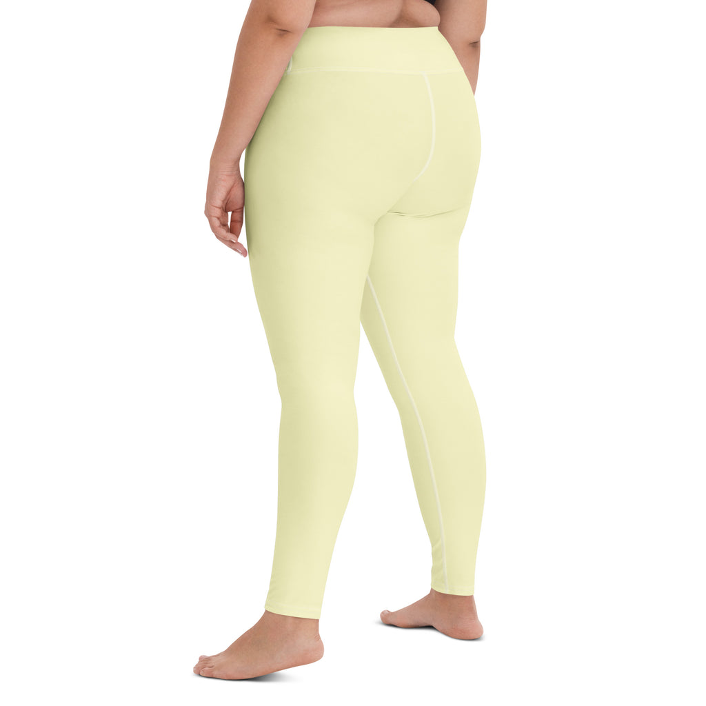 Women's Pastel Yellow Buttery Soft Yoga Leggings - Quick Drying, High Waisted Comfort