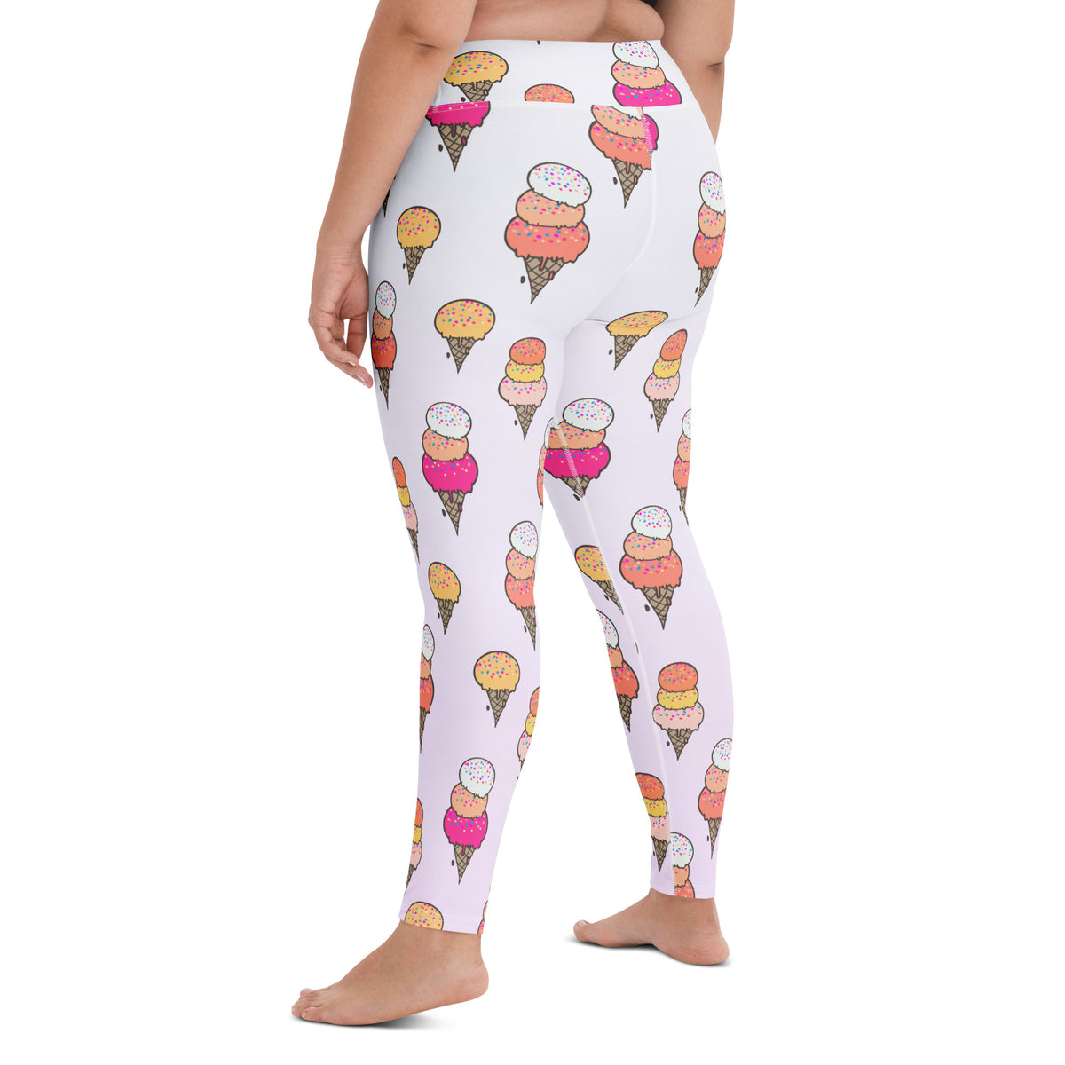 Women's Ice Cream Cone Buttery Soft Yoga Leggings - Quick Drying, High Waisted Comfort