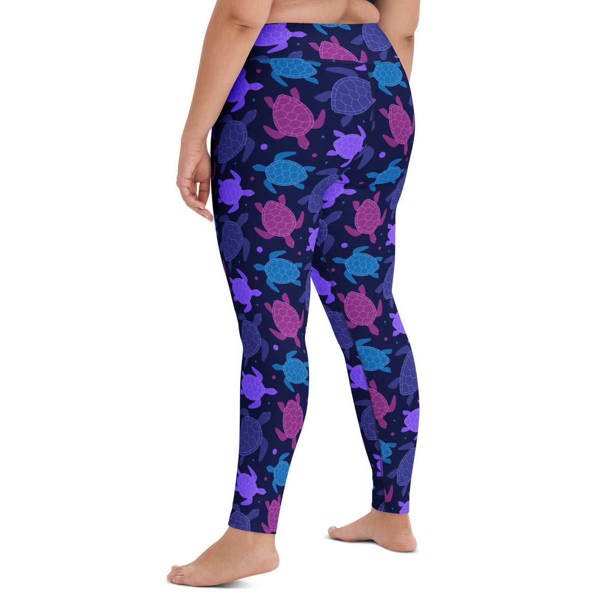 Women's Purple Sea Turtle Buttery Soft Yoga Leggings - Quick Drying, High Waisted Comfort