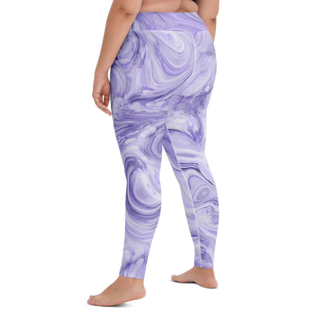 Women's Purple Marble Buttery Soft Yoga Leggings - Quick Drying, High Waisted Comfort