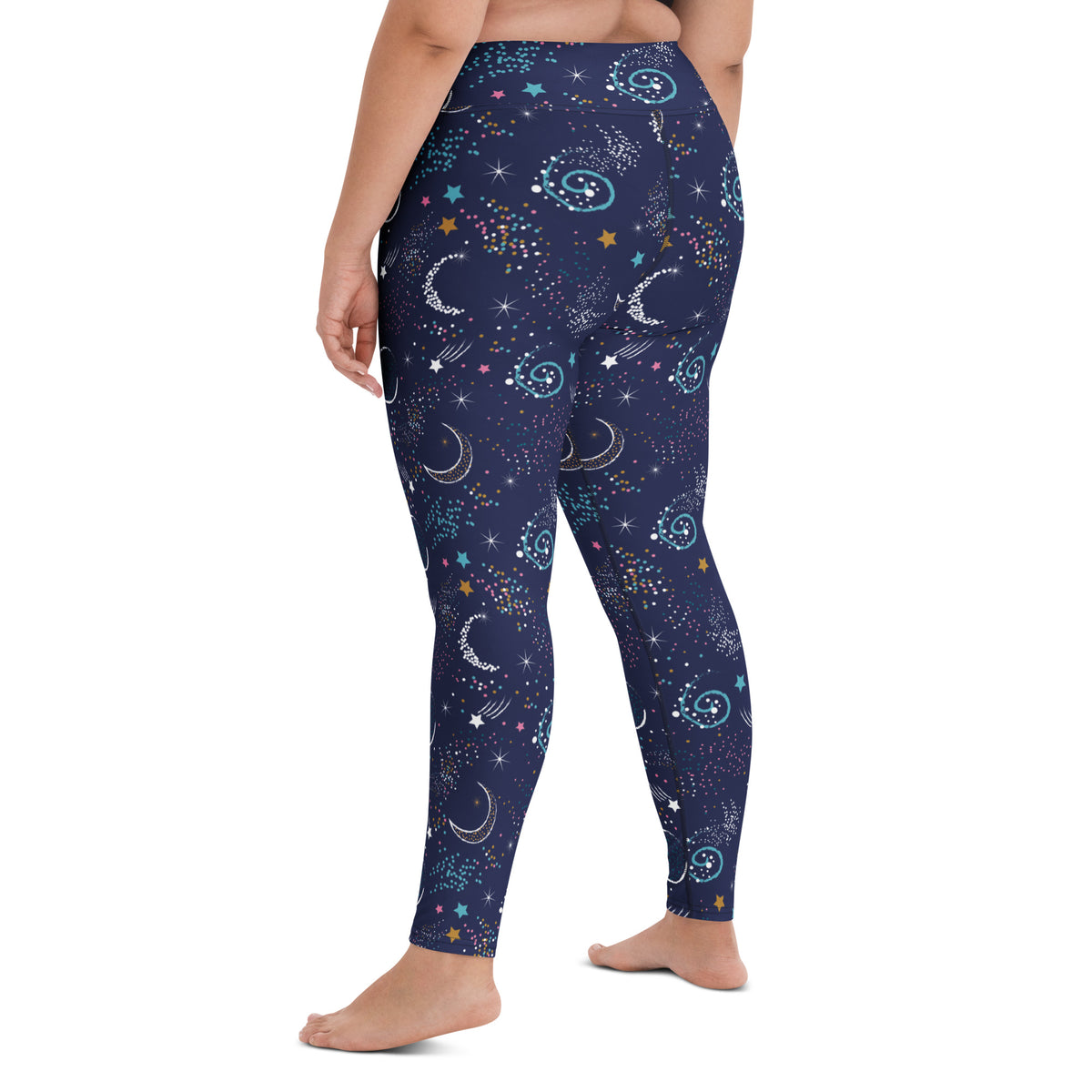 Women's Dark Purple Space Buttery Soft Yoga Leggings - Quick Drying, High Waisted Comfort