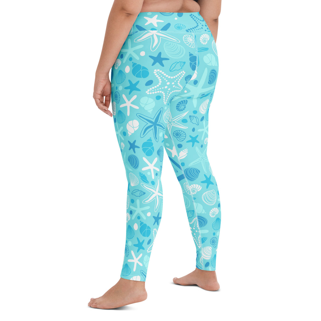 Women's Starfish & Shells Buttery Soft Yoga Leggings - Quick Drying, High Waisted Comfort