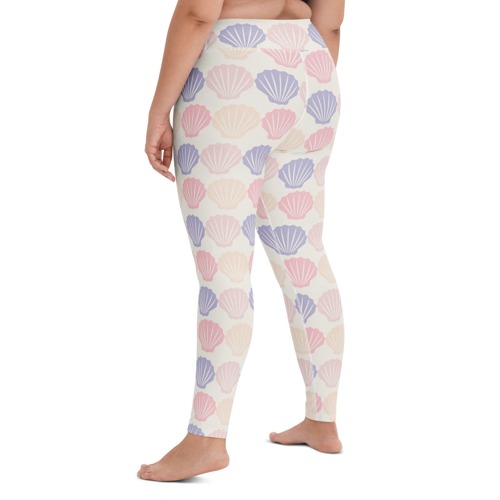 Women's Pastel Seashell Buttery Soft Yoga Leggings - Quick Drying, High Waisted Comfort