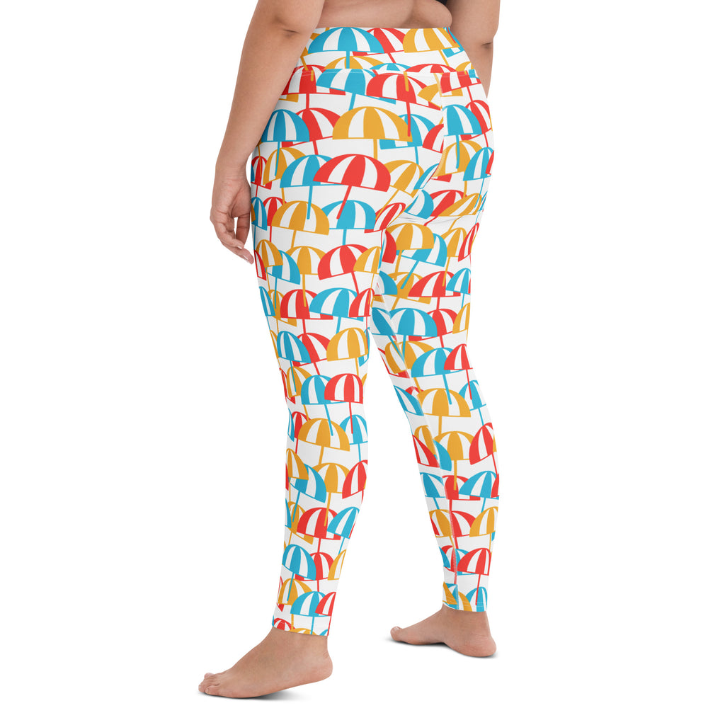 Women's Beach Umbrella Buttery Soft Yoga Leggings - Quick Drying, High Waisted Comfort