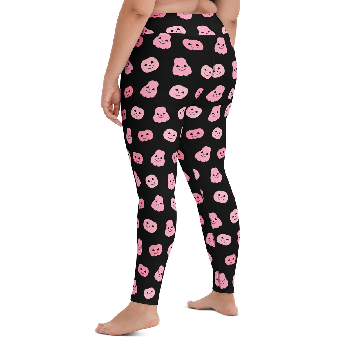 Women's Pink Pumpkin Halloween Buttery Soft Yoga Leggings - Quick Drying, High Waisted Comfort
