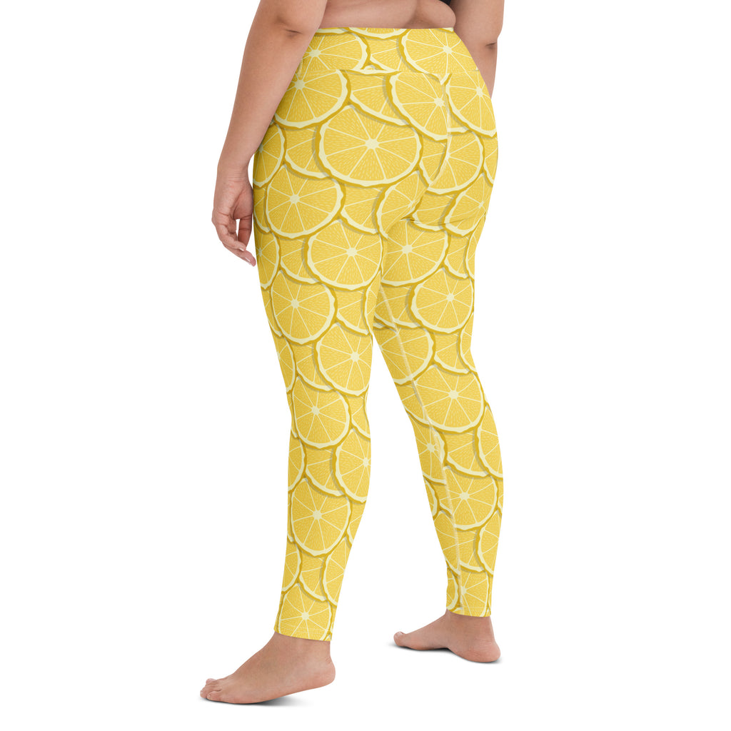 Women's Lemon Slice Buttery Soft Yoga Leggings - Quick Drying, High Waisted Comfort