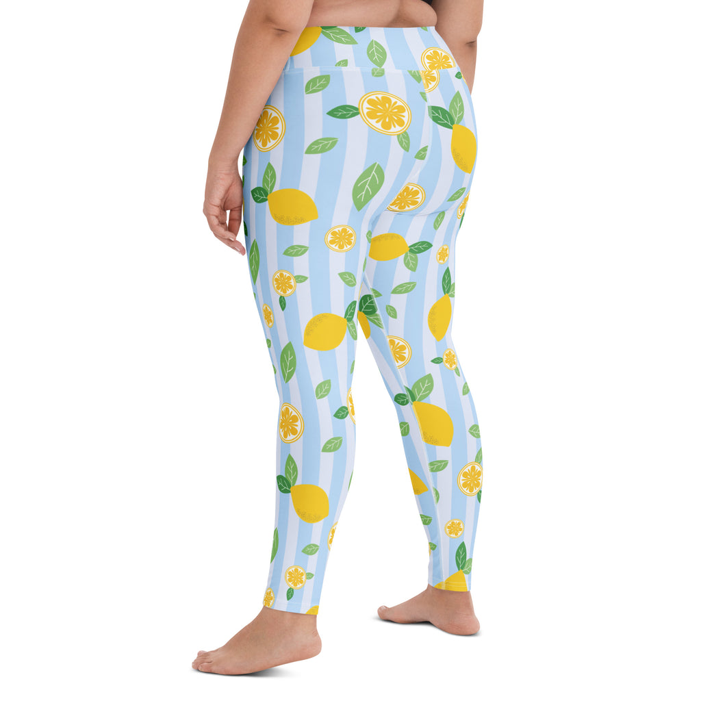 Women's Lemon Stripe Buttery Soft Yoga Leggings - Quick Drying, High Waisted Comfort