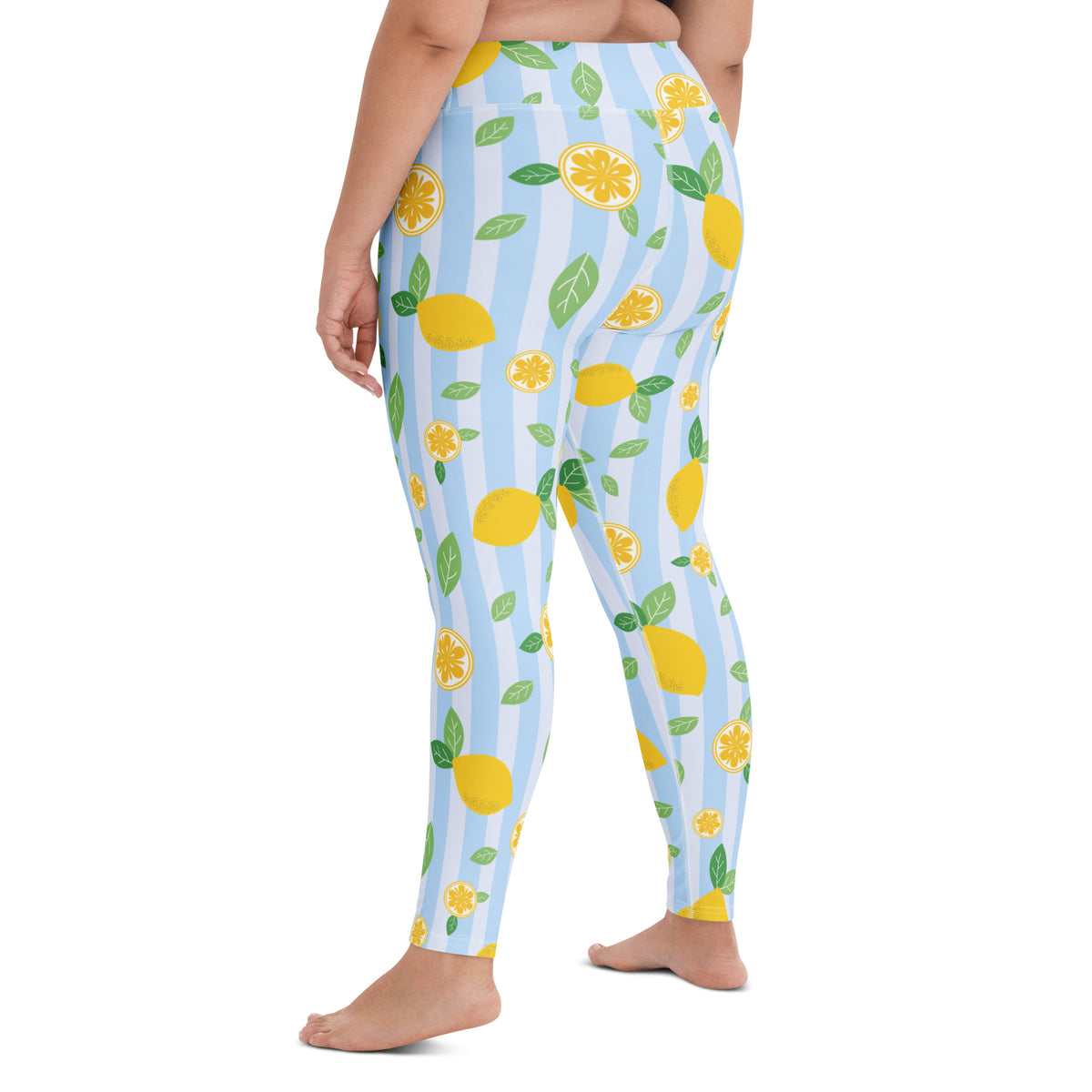 Women's Lemon Stripe Buttery Soft Yoga Leggings - Quick Drying, High Waisted Comfort