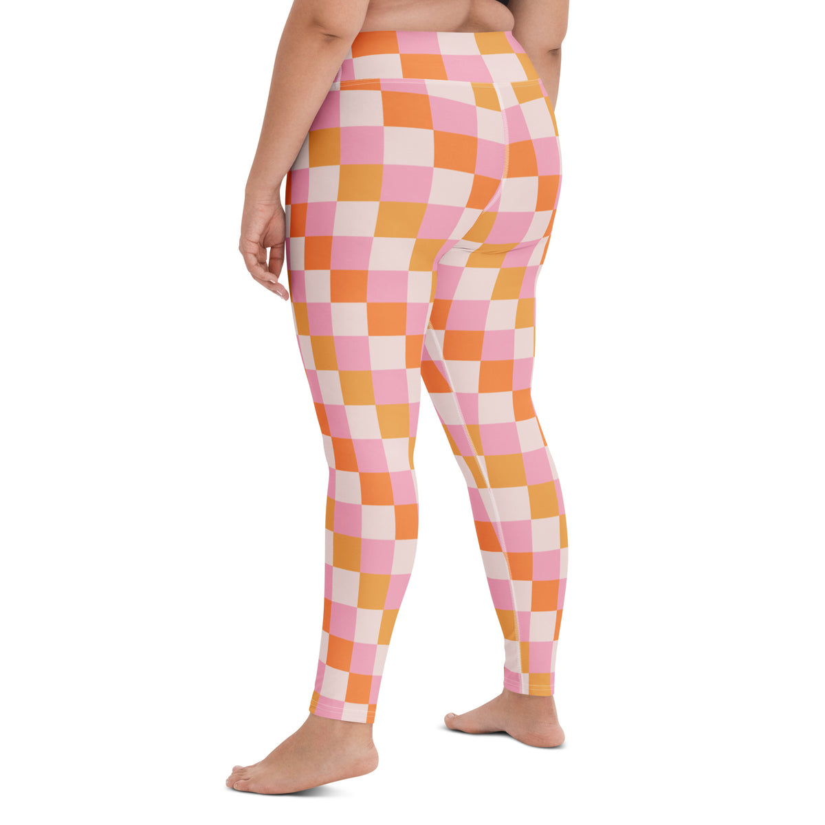 Women's Sunset Checkerboard Buttery Soft Yoga Leggings - Quick Drying, High Waisted Comfort