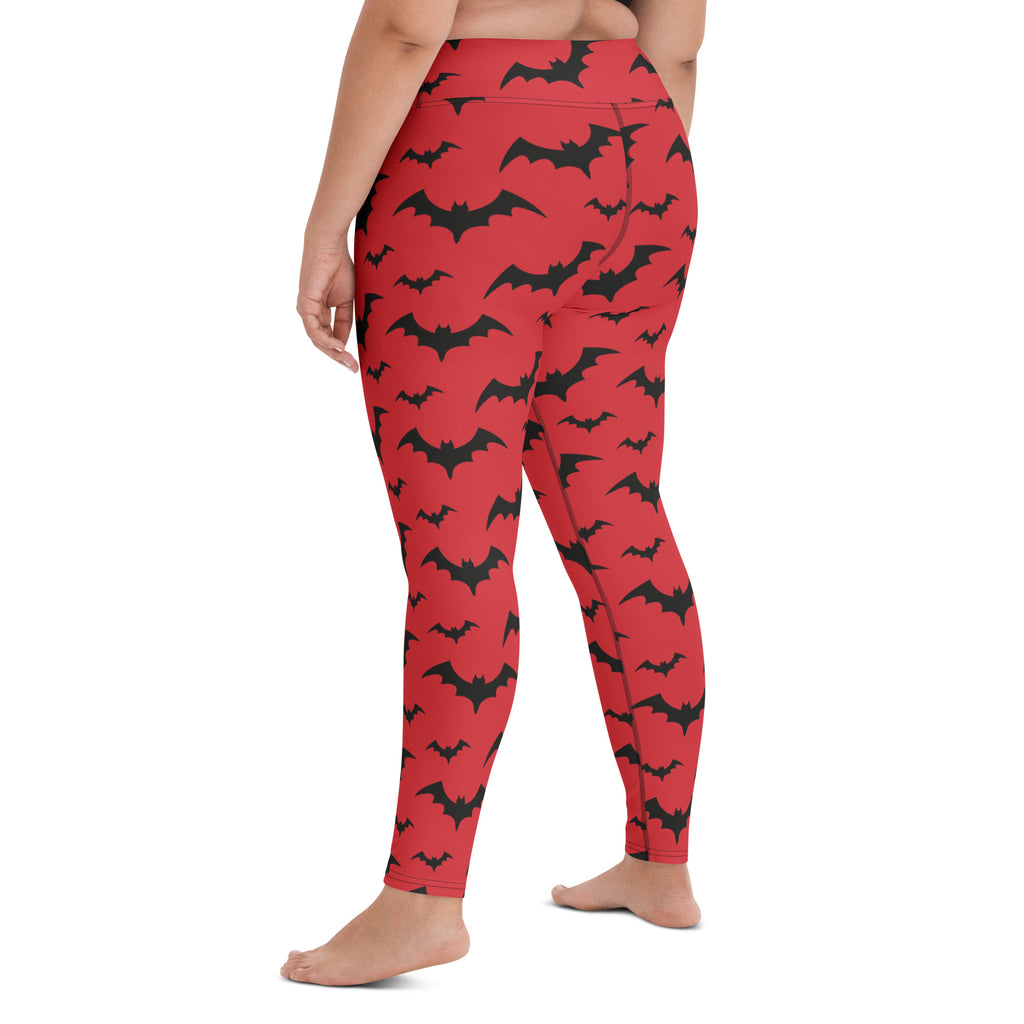Women's Red Buttery Soft Yoga Leggings - Quick Drying, High Waisted Comfort