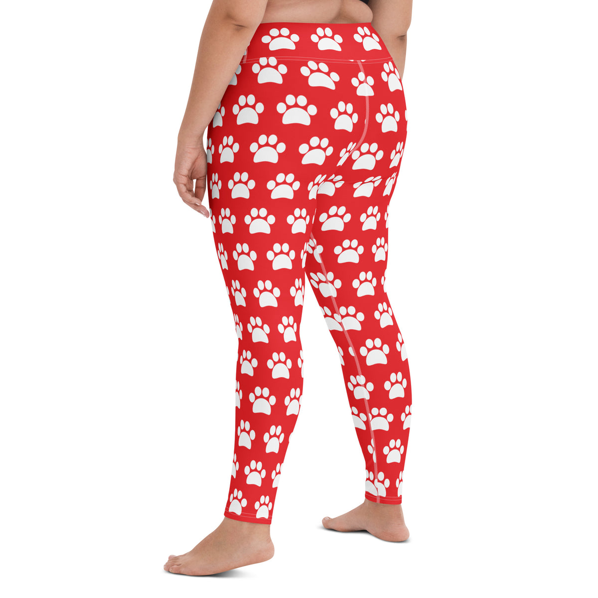 Women's Red Paw Print Buttery Soft Yoga Leggings - Quick Drying, High Waisted Comfort