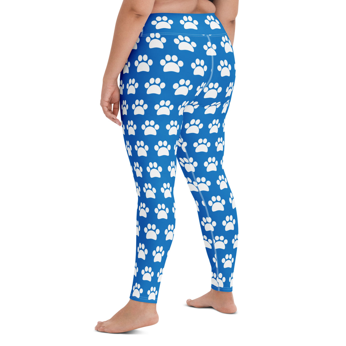 Women's Royal Blue Paw Print Buttery Soft Yoga Leggings - Quick Drying, High Waisted Comfort