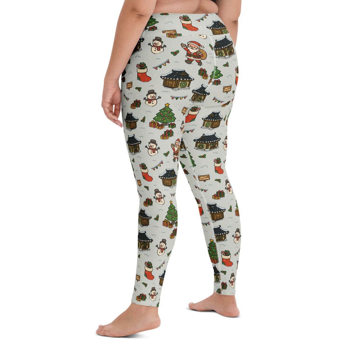 Women's Christmas Village Buttery Soft Yoga Leggings - Quick Drying, High Waisted Comfort