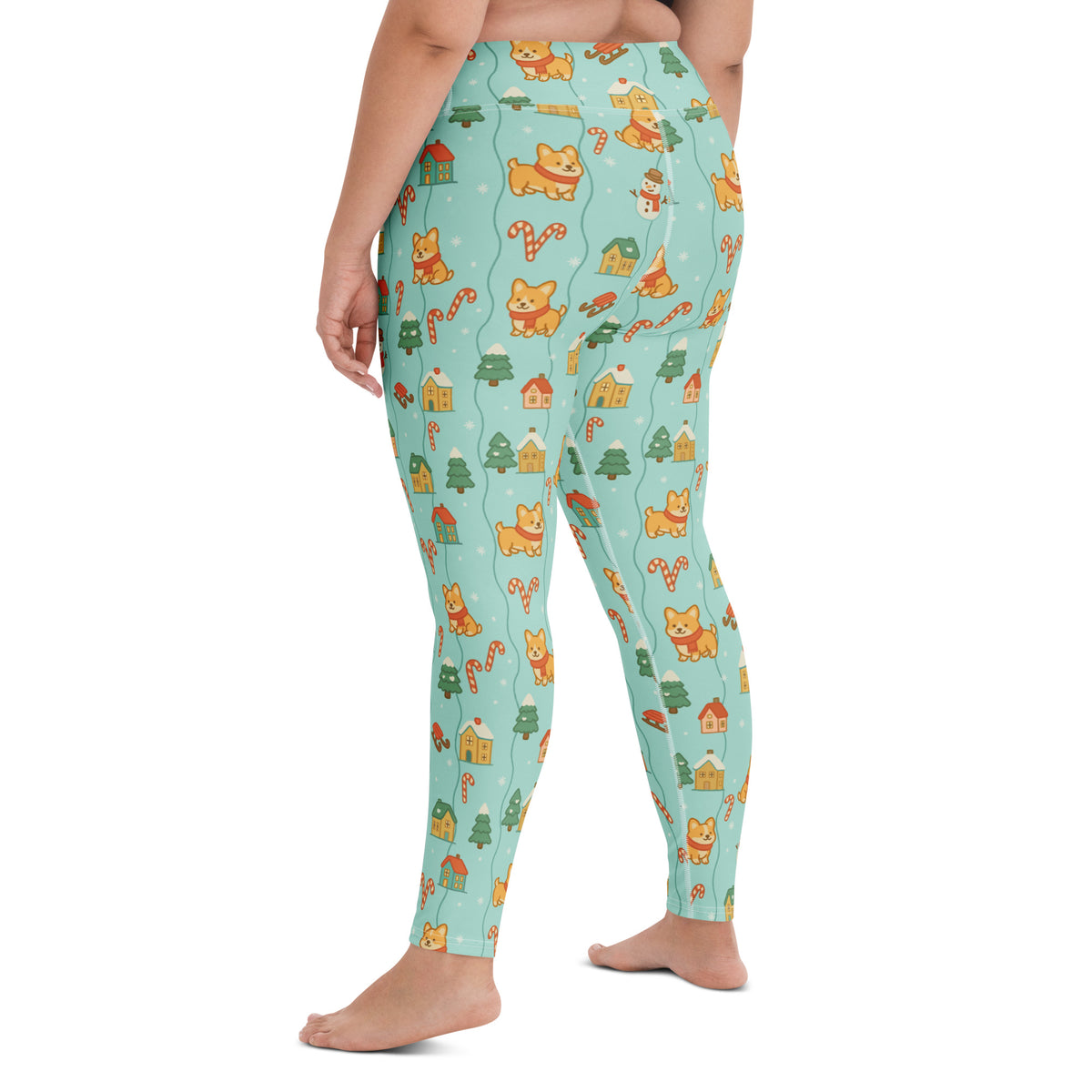 Women's Corgi Christmas Buttery Soft Yoga Leggings - Quick Drying, High Waisted Comfort