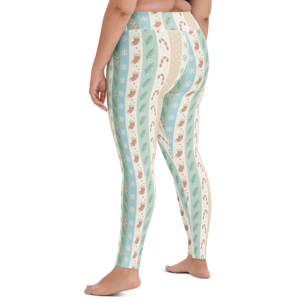 Women's Striped Christmas Buttery Soft Yoga Leggings - Quick Drying, High Waisted Comfort
