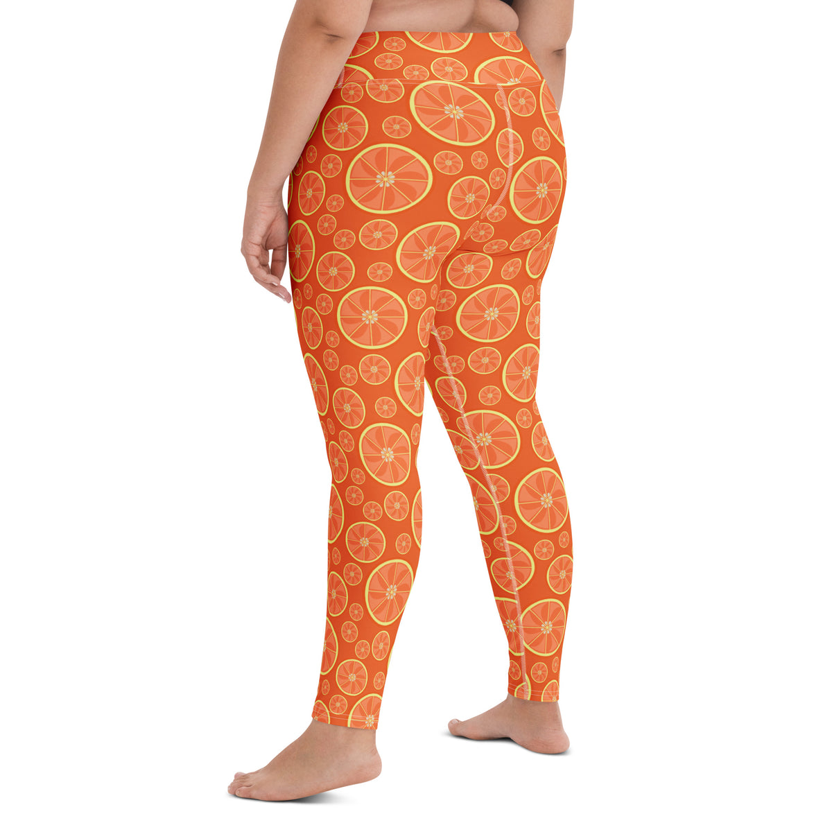 Women's Orange Citrus Buttery Soft Yoga Leggings - Quick Drying, High Waisted Comfort