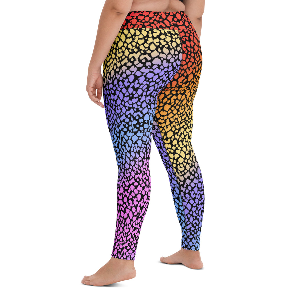 Women's Colorful Leopard Print Buttery Soft Yoga Leggings - Quick Drying, High Waisted Comfort