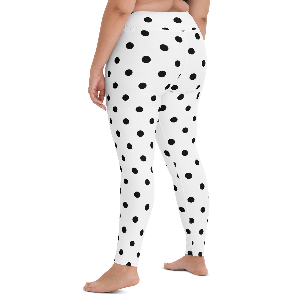 Women's White Polka Dot Buttery Soft Yoga Leggings - Quick Drying, High Waisted Comfort