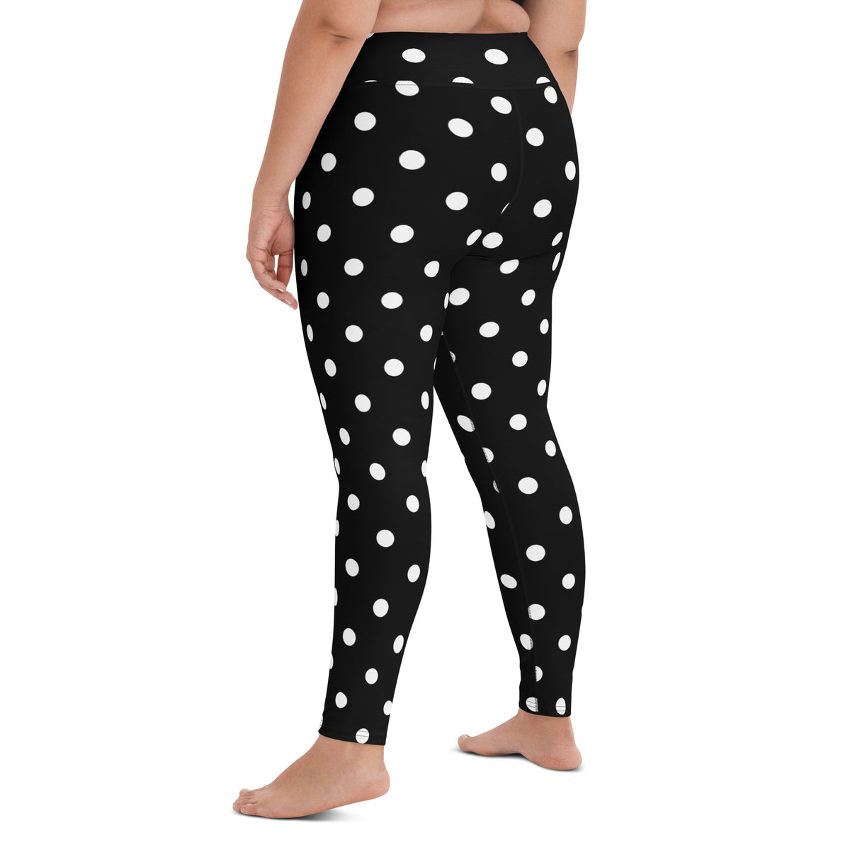 Women's Black Polka Dot Buttery Soft Yoga Leggings - Quick Drying, High Waisted Comfort