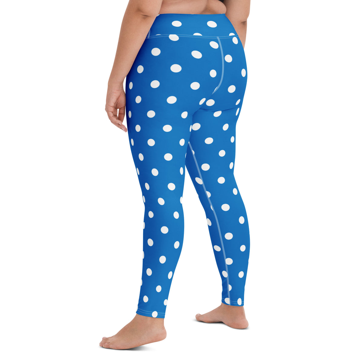Women's Royal Blue Polka Dot Buttery Soft Yoga Leggings - Quick Drying, High Waisted Comfort