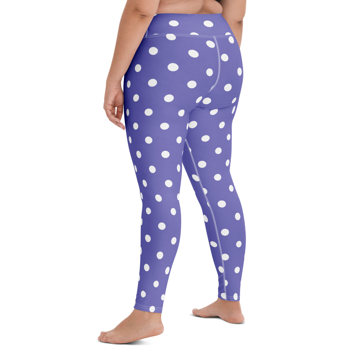 Women's Purple Polka Dot Buttery Soft Yoga Leggings - Quick Drying, High Waisted Comfort