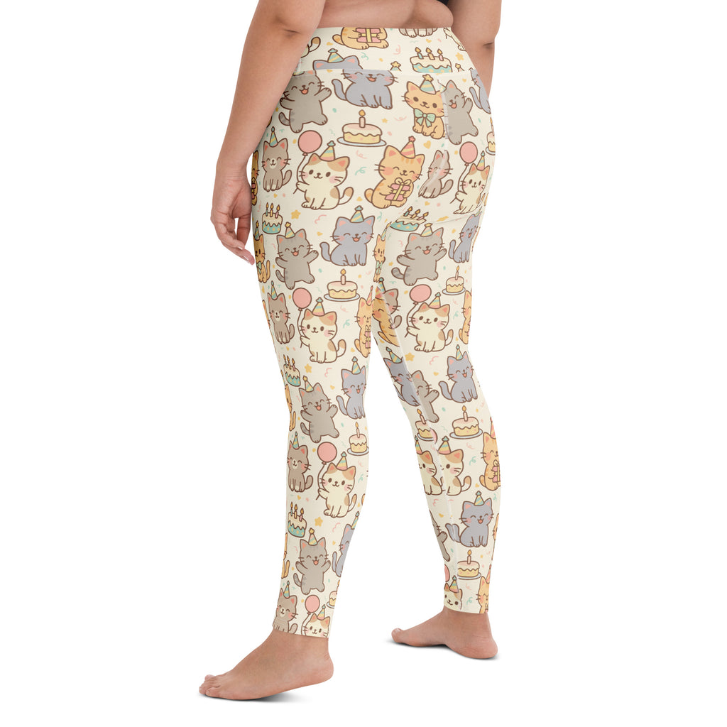 Women's Kitten Birthday Buttery Soft Yoga Leggings - Quick Drying, High Waisted Comfort