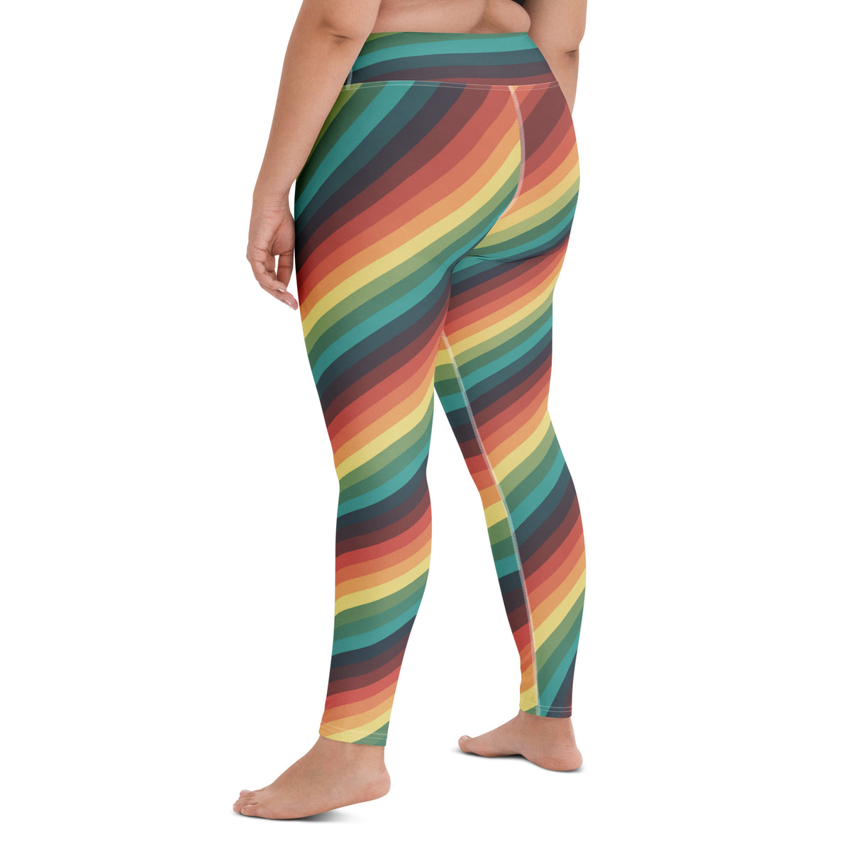 Women's Retro Striped Buttery Soft Yoga Leggings - Quick Drying, High Waisted Comfort