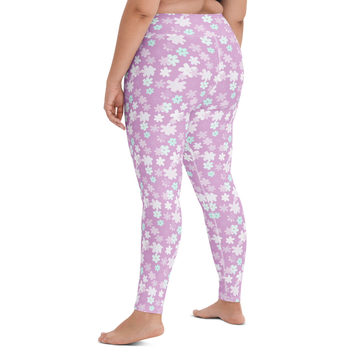 Women's Lavender Floral Buttery Soft Yoga Leggings - Quick Drying, High Waisted Comfort