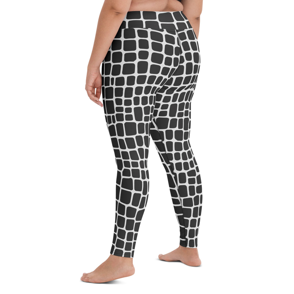 Women's Black Crocodile Buttery Soft Yoga Leggings - Quick Drying, High Waisted Comfort