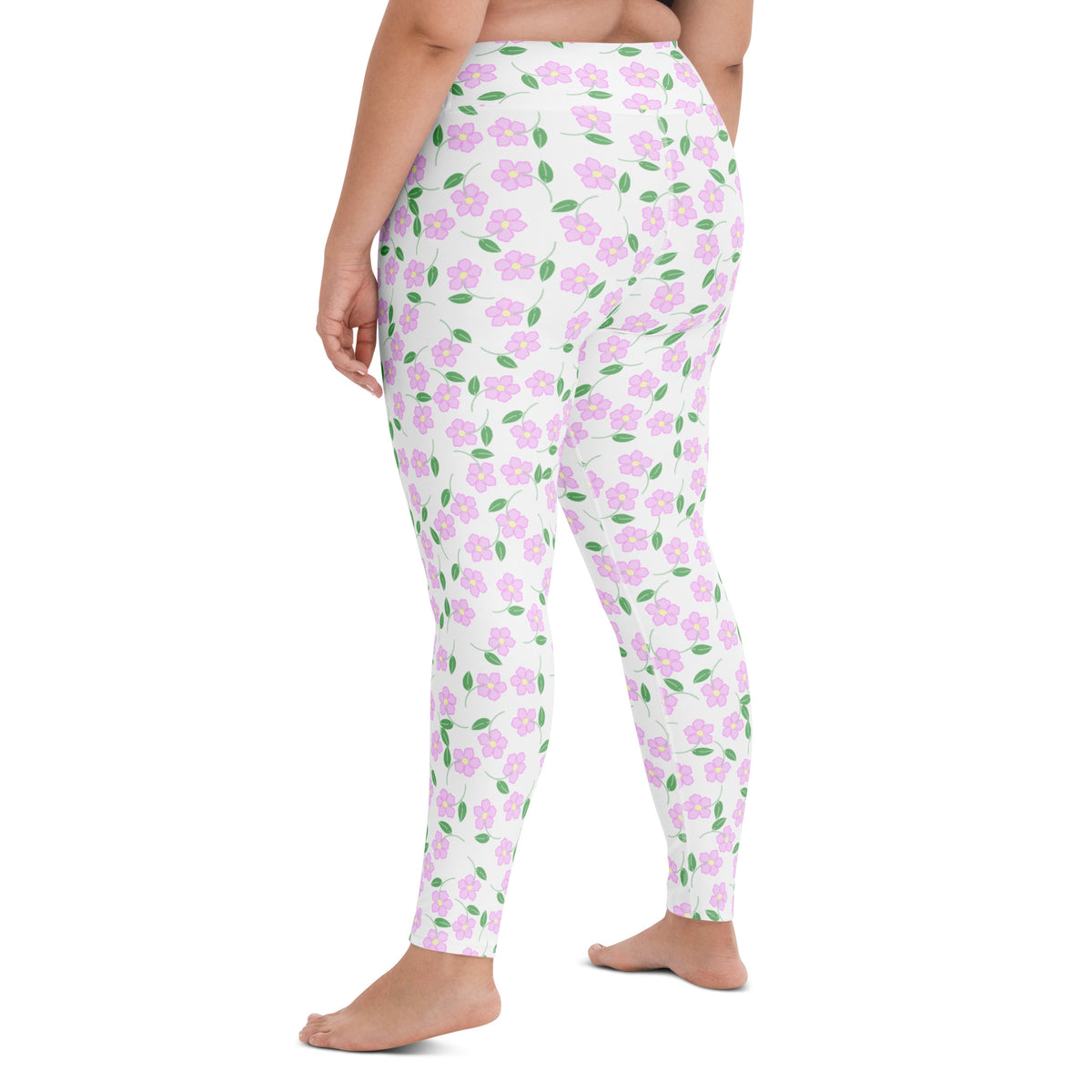 Women's Lavender Flowers Buttery Soft Yoga Leggings - Quick Drying, High Waisted Comfort