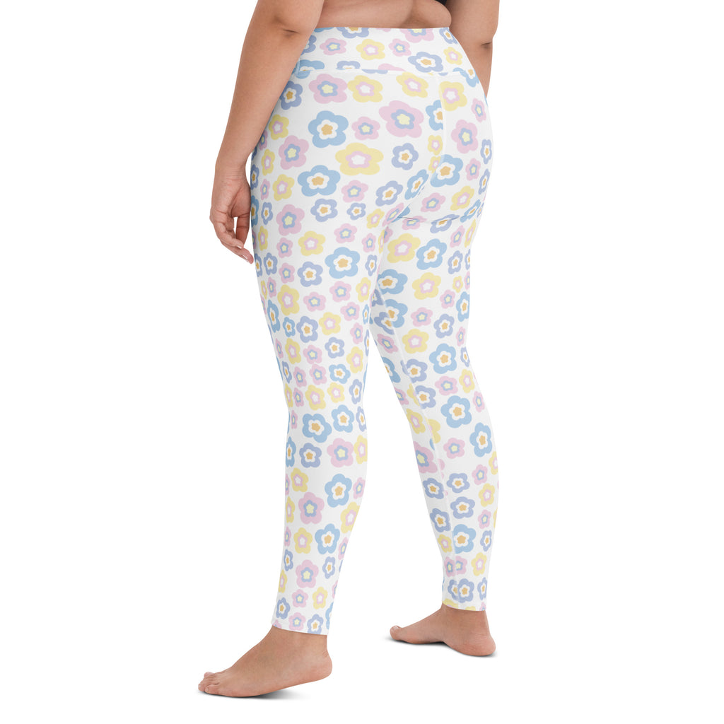 Women's Cheerful Floral Buttery Soft Yoga Leggings - Quick Drying, High Waisted Comfort