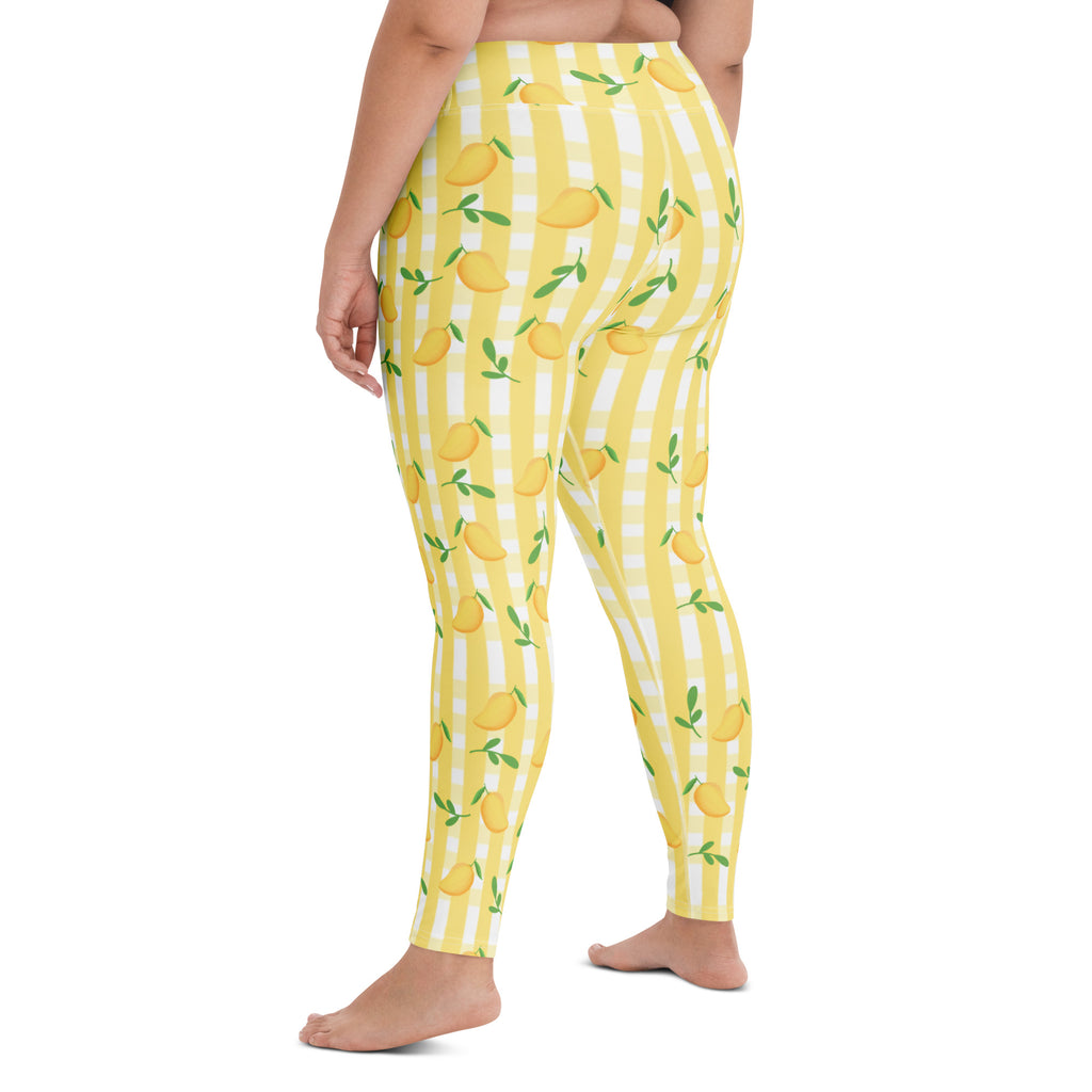 Women's Mango Gingham Buttery Soft Yoga Leggings - Quick Drying, High Waisted Comfort