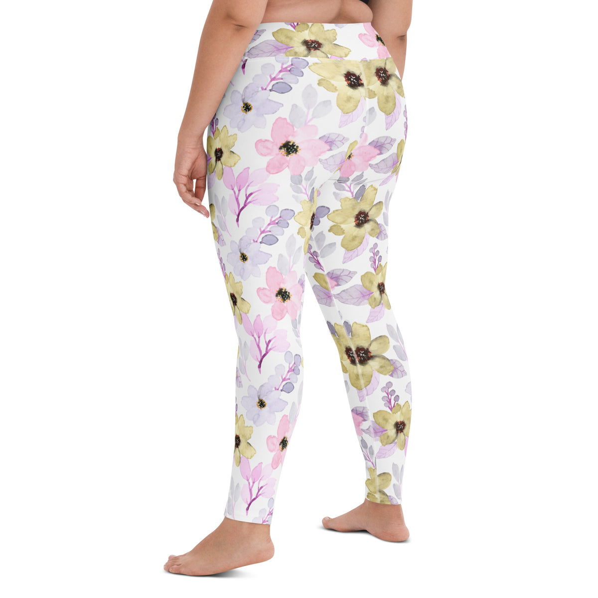 Women's Colorful Watercolor Floral Buttery Soft Yoga Leggings - Quick Drying, High Waisted Comfort