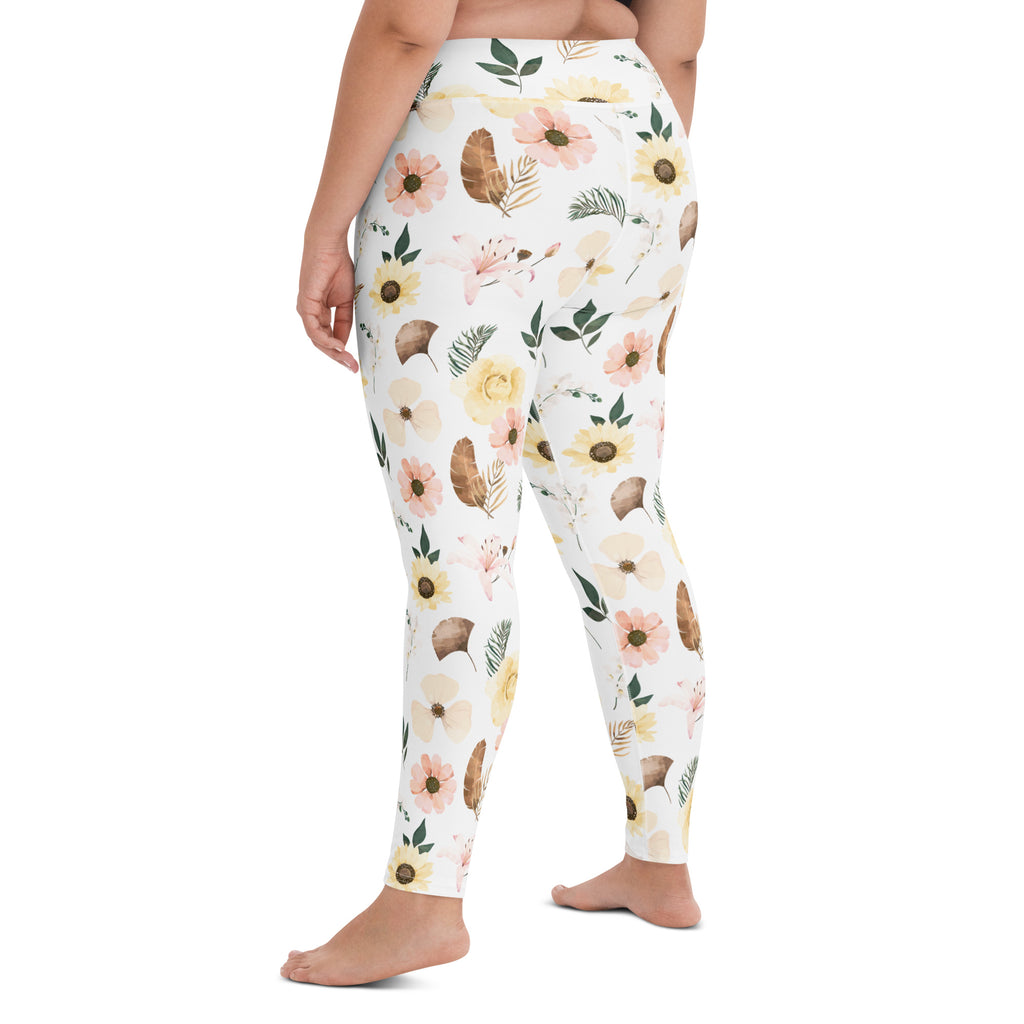 Women's Boho Sunflower Buttery Soft Yoga Leggings - Quick Drying, High Waisted Comfort