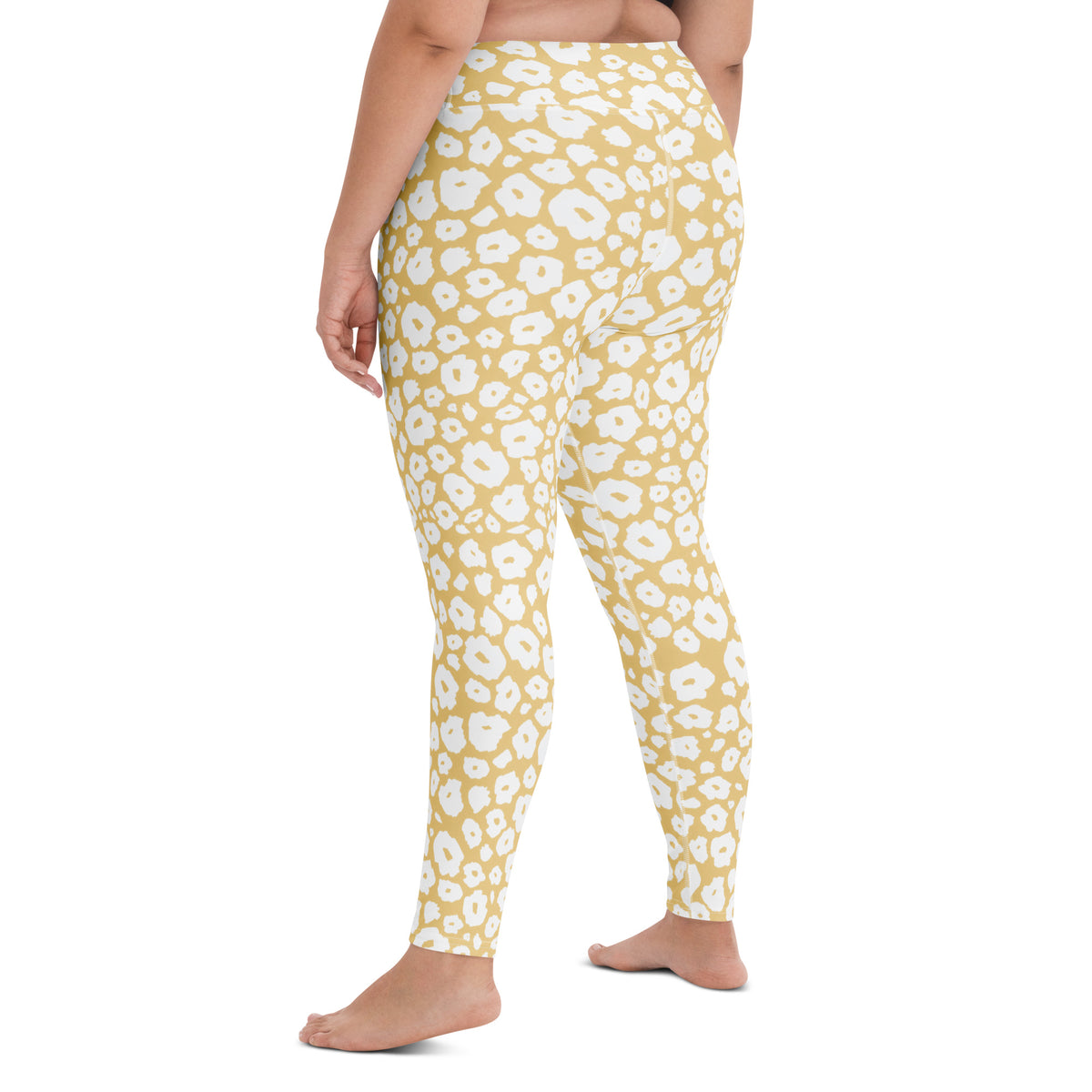 Women's Beige Leopard Print Buttery Soft Yoga Leggings - Quick Drying, High Waisted Comfort