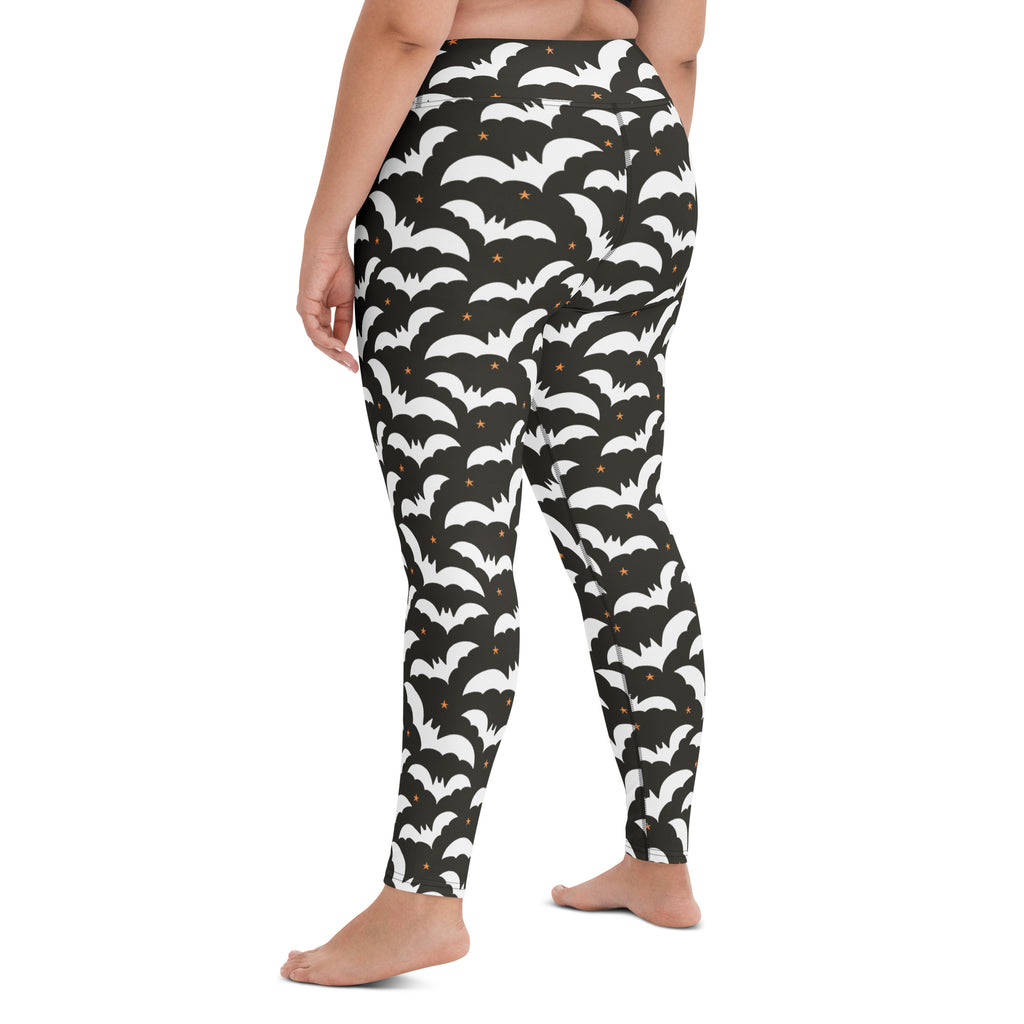 Women's Black Bat Halloween Buttery Soft Yoga Leggings - Quick Drying, High Waisted Comfort