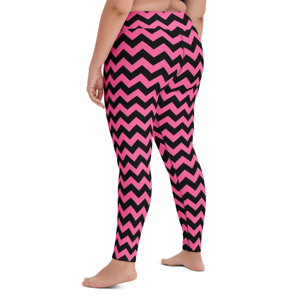 Women's Pink Chevron Halloween Buttery Soft Yoga Leggings - Quick Drying, High Waisted Comfort