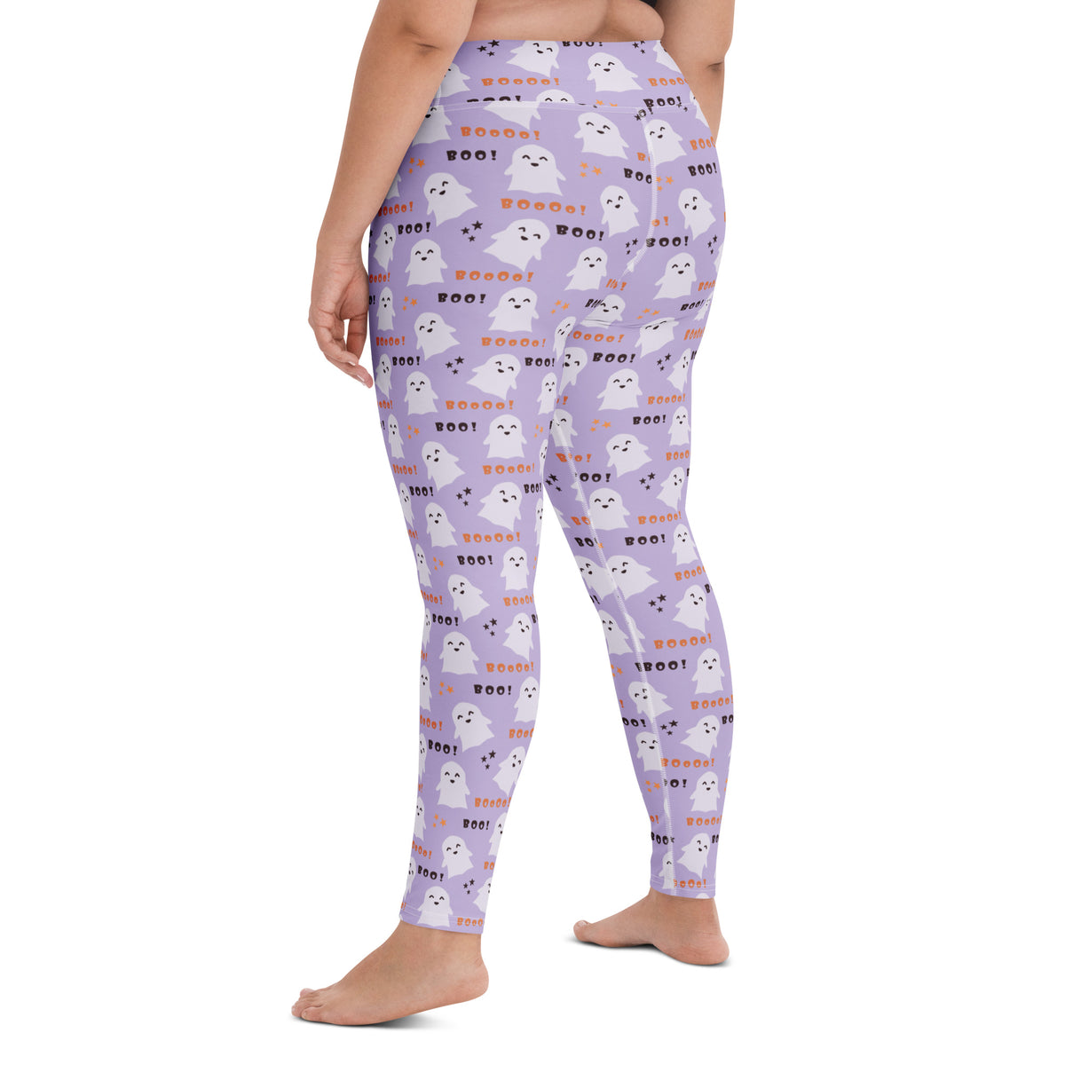Women's Purple Ghost Halloween Buttery Soft Yoga Leggings - Quick Drying, High Waisted Comfort