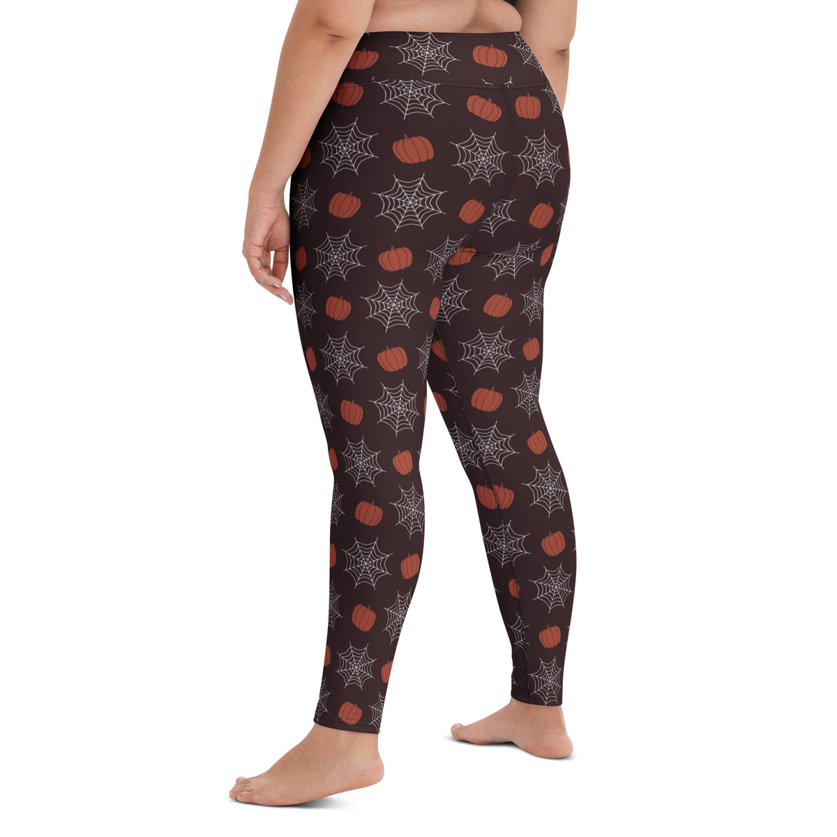 Women's Pumpkin Spider Web Halloween Buttery Soft Yoga Leggings - Quick Drying, High Waisted Comfort