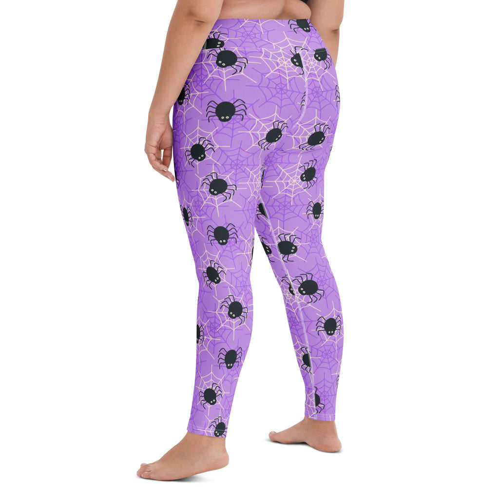 Women's Purple Spider Halloween Buttery Soft Yoga Leggings - Quick Drying, High Waisted Comfort