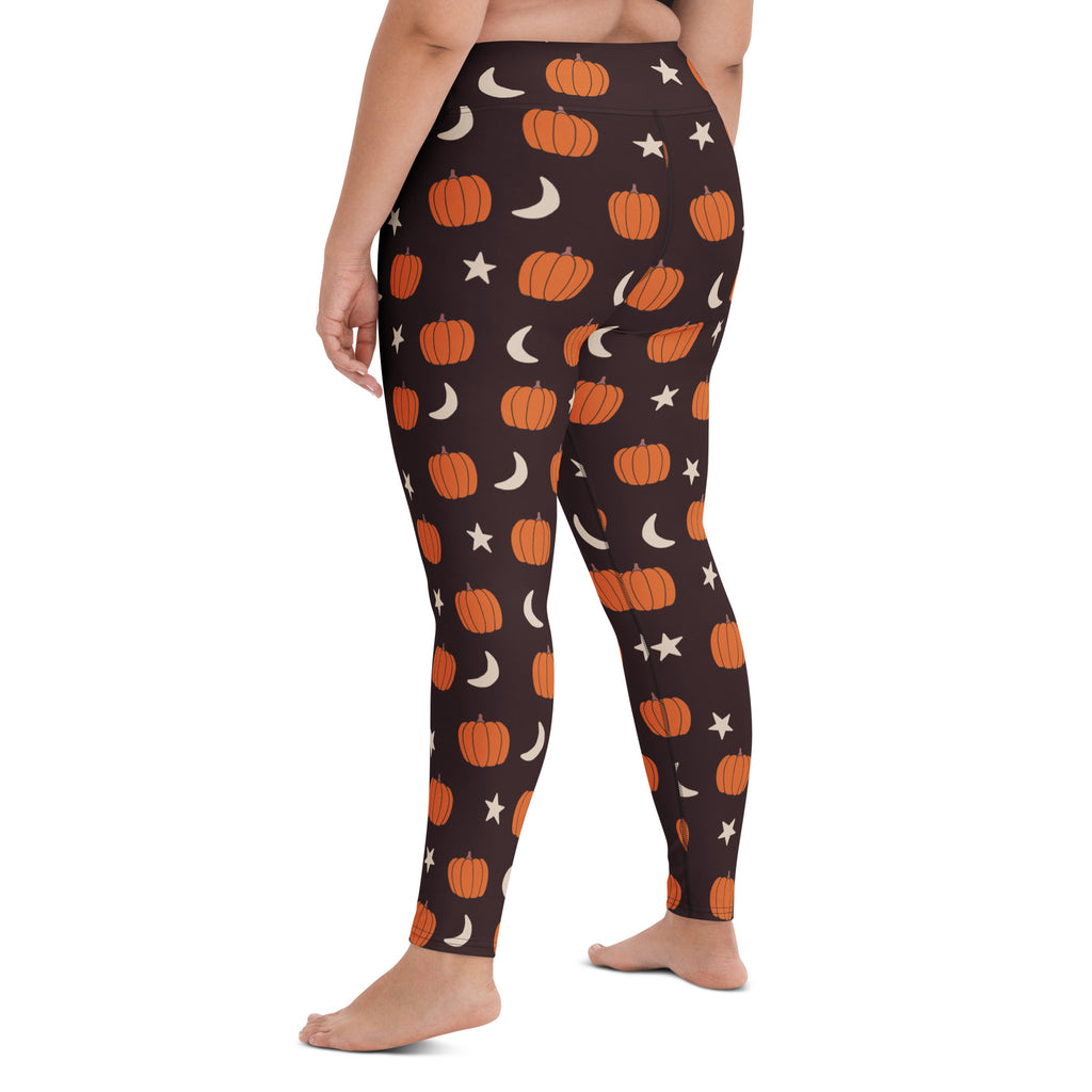 Women's Pumpkin Moon Halloween Buttery Soft Yoga Leggings - Quick Drying, High Waisted Comfort