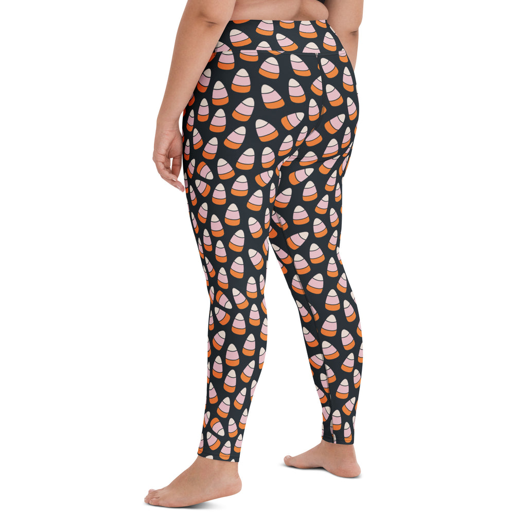 Women's Pink & Orange Candy Corn Buttery Soft Yoga Leggings - Quick Drying, High Waisted Comfort