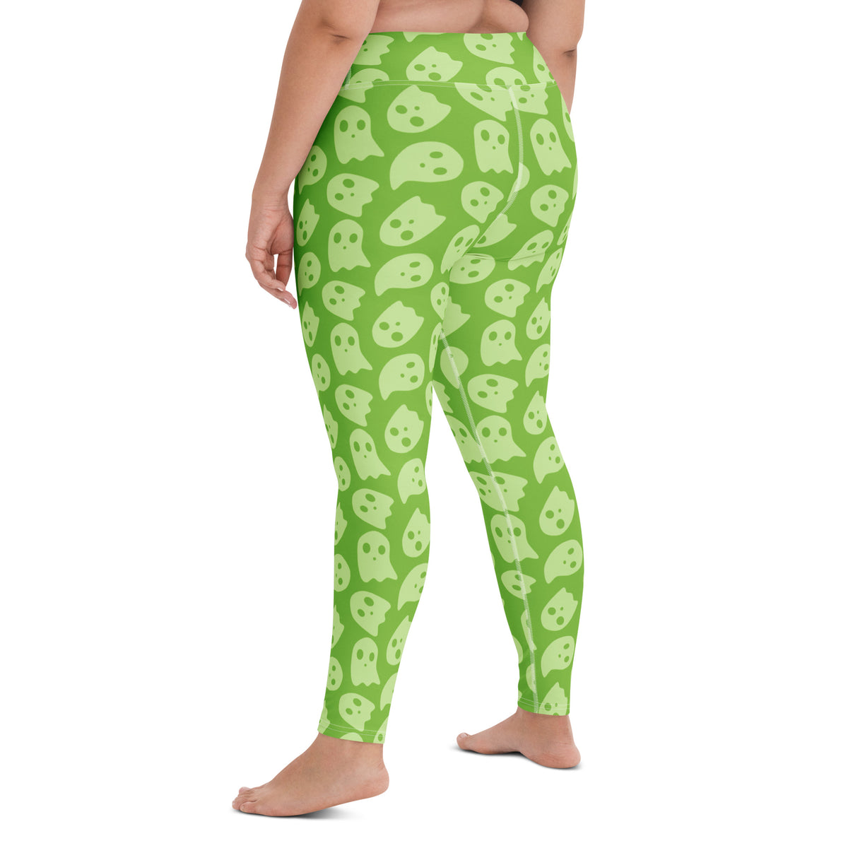 Women's Green Ghost Halloween Buttery Soft Yoga Leggings - Quick Drying, High Waisted Comfort